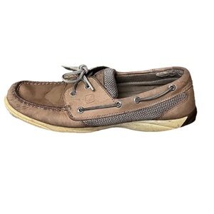 Sperry Top-Sider Women Boat Shoes 10 Tan Leather Moc Toe Nautical Coastal Preppy